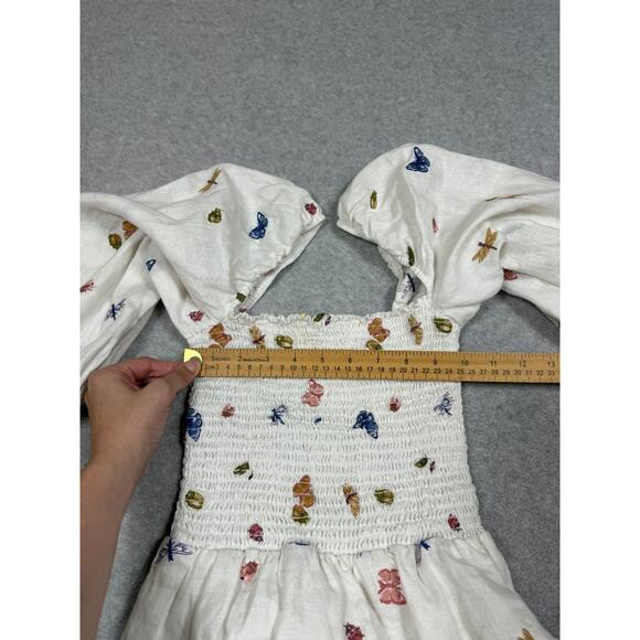 Reformation Womens Size S Greyson Linen Long Sleeve Mini Dress Butterfly Bugs - Picture 7 of 14